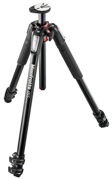 A Manfrotto tripod on a white background