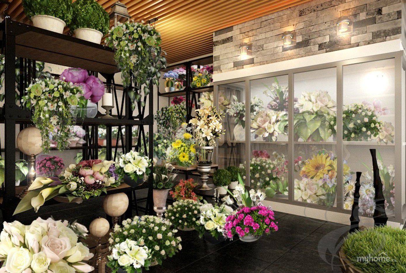 Цветы ассортимент в цветочном магазине фото